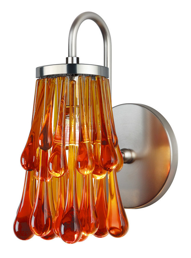 Wall Sconce Droplets Amber Polished Nickel MR16 Halogen 35W